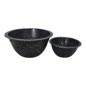 ZAK! Designs MELAMINE WHITE  Black Nesting Mixing Serving Bowls SET Of 2
